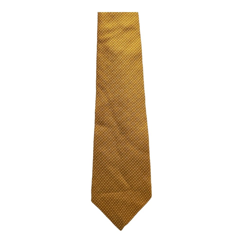 Perry Ellis Portfolio Geometric Pattern Orange 100% Silk Necktie